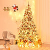 9FT Pre-Lit Snow Flocked Artificial Christmas Tree Premium PVC Hinged Pine Tree with LED Lights