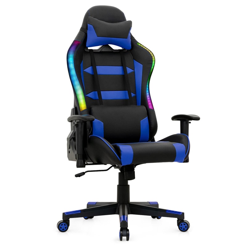 RGB Gaming Chair Ergonomic Video Game Chair High Back Computer Chair with LED Lights, Adjustable Headrest & Lumbar Support