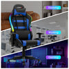 RGB Gaming Chair PVC Leather High Back Adjustable Computer Chair with LED Lights Headrest Lumbar Support