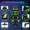 RGB Gaming Chair PVC Leather High Back Adjustable Computer Chair with LED Lights Headrest Lumbar Support