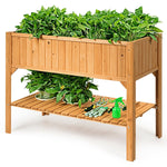 Raised Garden Bed Wooden Elevated Planter Box Standing Herb Garden Planter with Storage Shelf