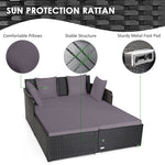 Rattan Outdoor Daybed Wicker Chaise Lounge Patio Furniture with Pillows & Seat Cushions