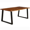 Acacia Wood Dining Table Rectangular Table Rustic Indoor Outdoor Table with Metal Legs