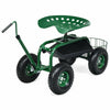 Rolling Garden Cart Gardening Workseat with Extendable Hook Handle - Bestoutdor