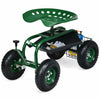 Rolling Garden Cart Wagon Scooter with Knob Handle and 4 Wheels