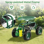 Rolling Garden Cart with 360° Swivel Seat, Tool Tray & Basket, Height Adjustable Gardening Workseat on Wheels, Patio Wagon Scooter for Planting - Bestoutdor