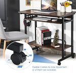 Rolling Computer Desk Cart Portable Mobile Laptop Desk Small Home Office Desk On Wheels with Keyboard Tray & CPU Stand for Bedside & Sofa
