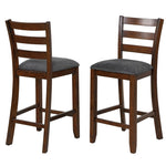 Rubber Wood Upholstered Counter Height Bar Stools Set of 2 with Backrests