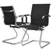 Set of 2 Heavy Duty PU Leather Conference Chairs Guest Reception Chairs Office Chairs with Armrests & Sled Metal Base
