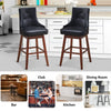 Set of 2 Swivel Bar Stools 29" Pub Height Upholstered Bar Stools with Button Tufted Backrest & Rubber Wood Legs