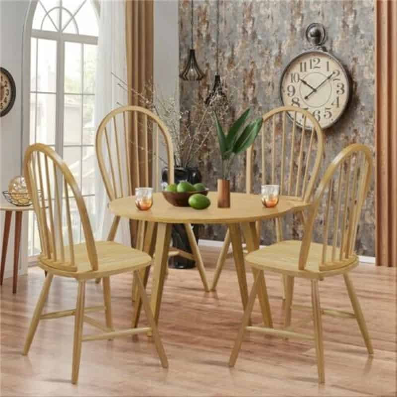 2 pcs Vintage Wood Windsor Dining Chairs French Country Armless Spindle Back Dining Chairs