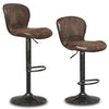 Retro Bar Stools Set of 2 Adjustable Swivel Barstools Hot-Stamping Bar Height Chairs with Large Curved Backrest & Chrome Footrest