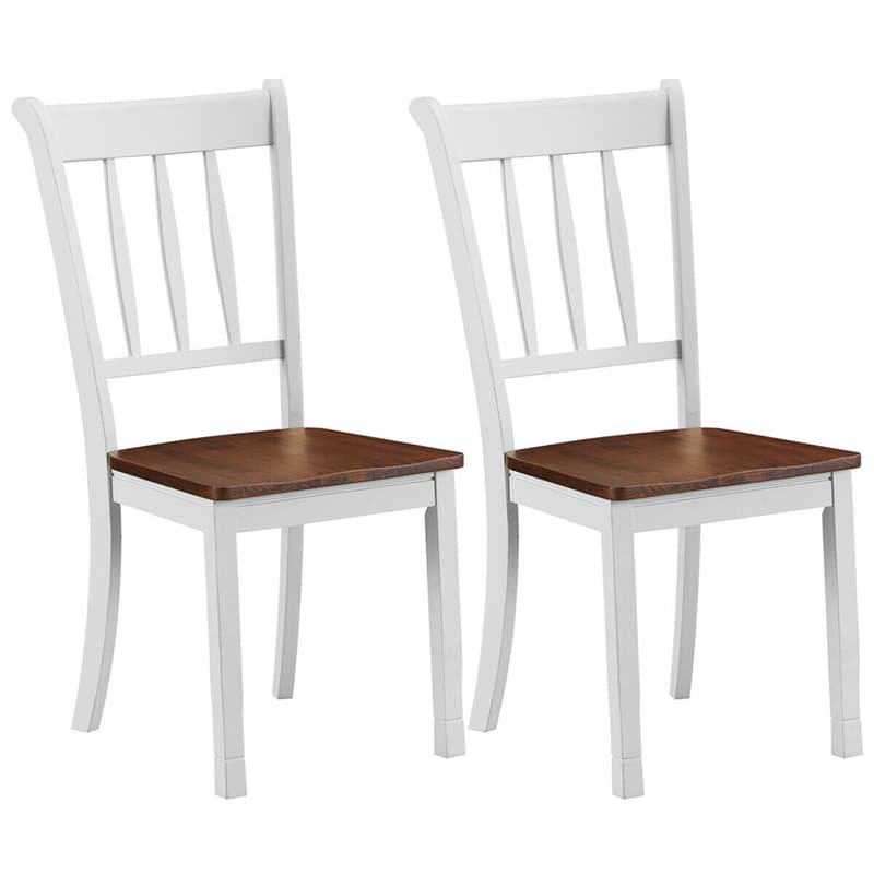 Set of 2 Solid Wood Whitesburg Dining Chairs Farmhouse Armless Kitchen Chairs Curved Slat Back Chairs