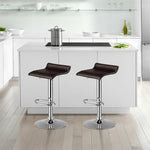 Swivel Bar Stools Set of 2 Height Adjustable Backless Barstools Modern PU Leather Bar Chairs with Chrome Base for Kitchen Island Pub