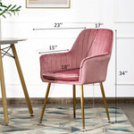 Set of 2 Velvet Dining Chairs Accent Chairs Upholstered Armchairs with Steel Legs