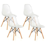 Set of 4 DSW Dining Chairs Modern Plastic Shell Dining Side Chair with Wood Legs & Clear Seat