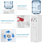 Water Dispenser 5 Gallon Bottle Hot & Cold Top Loading Water Cooler with Child Safety Lock, Storage Cabinet for Home Office School