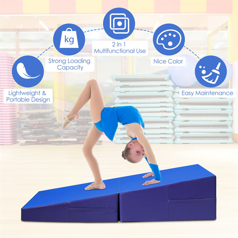 Gymnastic Wedge Mat Cheese Wedge Incline Mat Folding & Non-Folding Tumbling Mat for Home Exercise Adult Kids Play