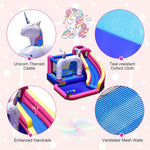 Unicorn Inflatable Water Slide Bounce House for Kids with 480W Blower