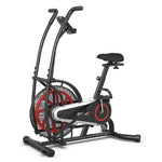 Upright Air Bike Adjustable Seat Fan Exercise Bike with LCD Monitor & Built-in Wheels for Home Gym Cardio