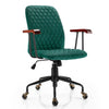 Velvet Home Office Chair Adjustable Height Swivel Task Chair with Wooden Armrest & Copper Casters