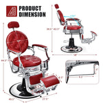 Vintage Barber Chair 360° Swivel Reclining Salon Chair Heavy Duty Hydraulic Hairdressing Styling Chair Height Adjustable with Rotated Footrest