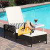 Rattan Wicker Patio Chaise Lounge Chair with 6-Gear Adjustable Backrest & Pillow