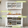 Wood Buffet Hutch Cabinet Kitchen Hutch Sideboard Kitchenware Server with Large Drawers & Wine Bottle Modulars