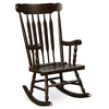 Wood Porch Patio Rocking Chair Glossy Finish Outdoor Rocker for Garden Backyard