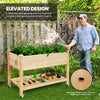 Wood Raised Garden Bed Elevated Planter Bed with Wheels Storage Shelf & Liner