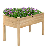 48" Raised Garden Bed, Wood Elevated Planter Box with Greenhouse Cover for Vegetables Flowers & Herbs, Outdoor Planting Bed for Backyard Patio - Bestoutdor