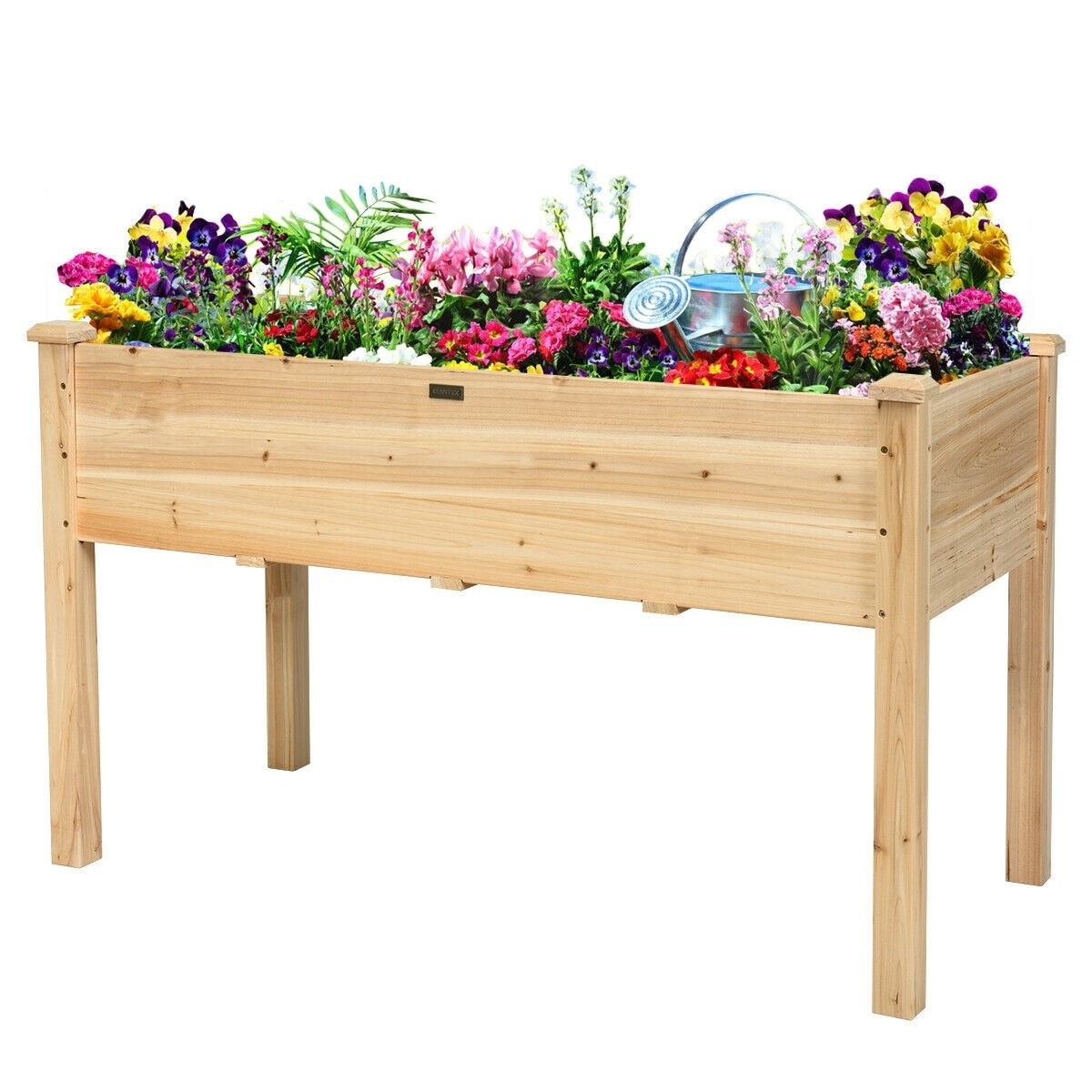 48" Raised Garden Bed, Wood Elevated Planter Box with Greenhouse Cover for Vegetables Flowers & Herbs, Outdoor Planting Bed for Backyard Patio - Bestoutdor