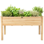 48" Raised Garden Bed, Wood Elevated Planter Box with Greenhouse Cover for Vegetables Flowers & Herbs, Outdoor Planting Bed for Backyard Patio - Bestoutdor