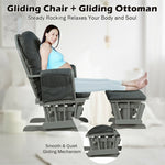 Wood Baby Glider Chair Nursery Rocking Chair & Ottoman Cushion Set with Storage Pocket