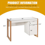 Wooden Home Office Desk White Computer Desk Study Writing Table with Drawer & Cabinet