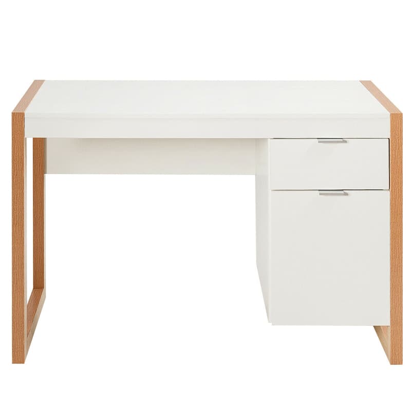 Wooden Home Office Desk White Computer Desk Study Writing Table with Drawer & Cabinet