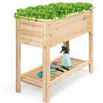 Wooden Outdoor Raised Garden Bed with Storage Shelf - Bestoutdor