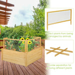 Wooden Raised Garden Bed with 9 Grids and Critter Guard Fence