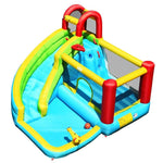 6 In 1 Inflatable Water Slide Kids Bounce House with Climbing Wall & Basketball Hoop