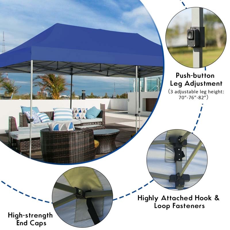 10' x 20' Heavy Duty Folding Tent Pop Up Canopy Tent Outdoor Commercial Instant Canopy Tent with Roller Bag