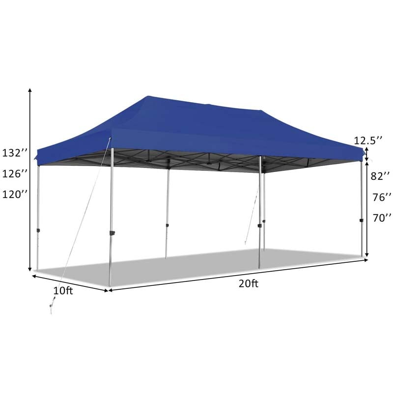 10' x 20' Foldable Heavy Duty Pop Up Gazebo Outdoor Commercial Instant Canopy Tent with Roller Bag