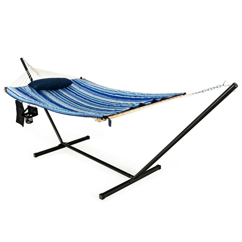 Hammock Chair Stand Set Cotton Swing with Pillow & Cup Holder