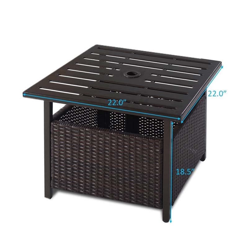 Umbrella Hole Patio Tables Outdoor Rattan Side Tables Bestoutdor