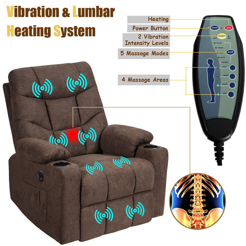 Power Lift Recliner Chair Elderly Lift Chair Fabric Electric Massage Reclining Sofa with 8 Point Massage Lumbar Heat USB Charge Port