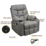 Power Lift Recliner Chair Fabric Electric Massage Reclining Sofa Elderly Lift Chair with 8 Point Massage Lumbar Heat USB Charge Port