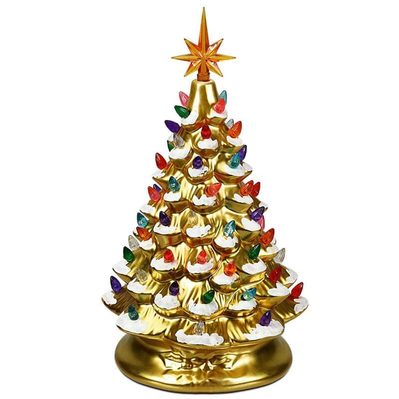 15" Pre-Lit Hand-Painted Ceramic National Christmas Tree