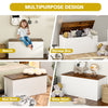 Flip-top Storage Chest with Pneumatic Rod & Safety Hinges 35.5” Storage Bench Deck Box for Toys Tools