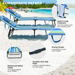 Folding Beach Chaise Lounge Chair 5-Position Adjustable Sunbathing Recliner with Face Hole & Dechatable Pillows
