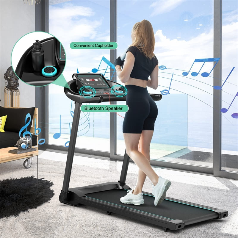 2.25HP Folding Treadmill Portable Electric Superfit Treadmill Walking Running Machine with APP Control LED Display Bluetooth Speaker