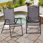 Set of 2 Patio Folding Chairs Sling Back Camping Deck Chairs Outdoor Lawn Chairs